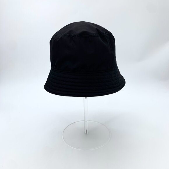 H12540 Prada Black Triangle Logo Cotton Bucket Hat Size S Hat Circumference 57cm main image 2
